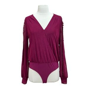 Ember Wrap Body Suit in Wine Size Medium